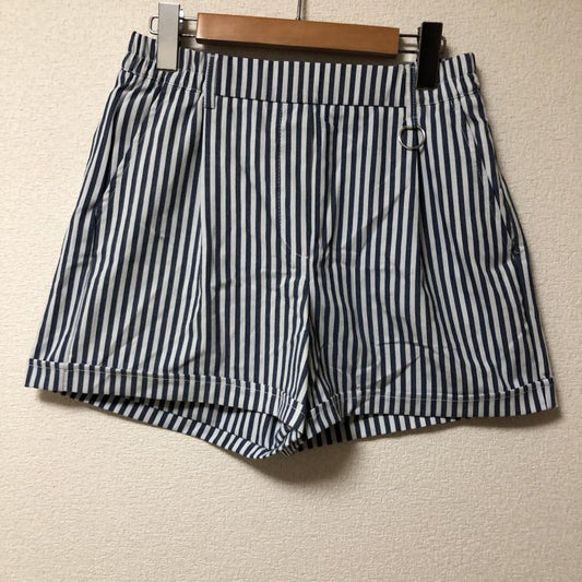 ベルシュカ Bershka パンツ キュロット L ストライプ 白 / ホワイト / X 紺 / ネイビー /  レディース USED 古着 中古 10010776