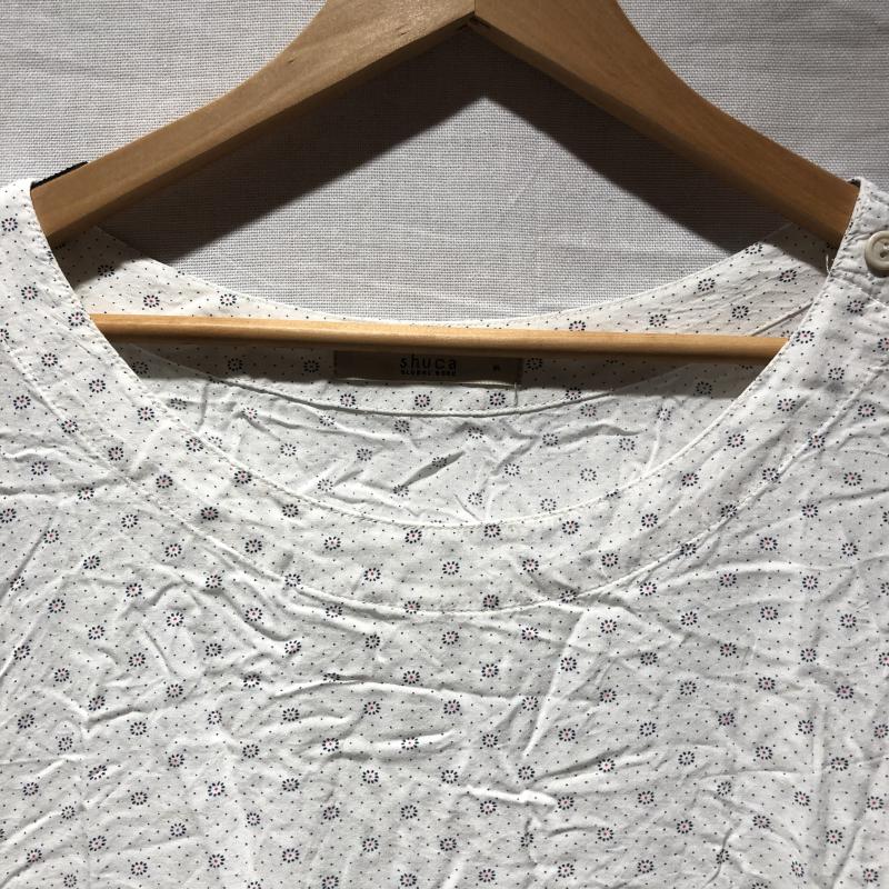 シュカ SHUCA チュニック 半袖 M ドット X  白 / ホワイト / X 青 / ブルー / X 赤 / レッド /  レディース USED 古着 中古 10010829