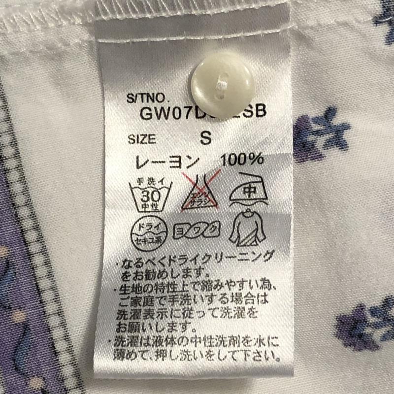 シュカ SHUCA チュニック 半袖 S 花柄 白 / ホワイト / X 紫 / パープル / X 青 / ブルー /  レディース USED 古着 中古 10010830