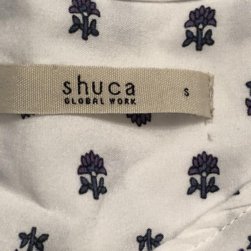 シュカ SHUCA チュニック 半袖 S 花柄 白 / ホワイト / X 紫 / パープル / X 青 / ブルー /  レディース USED 古着 中古 10010830