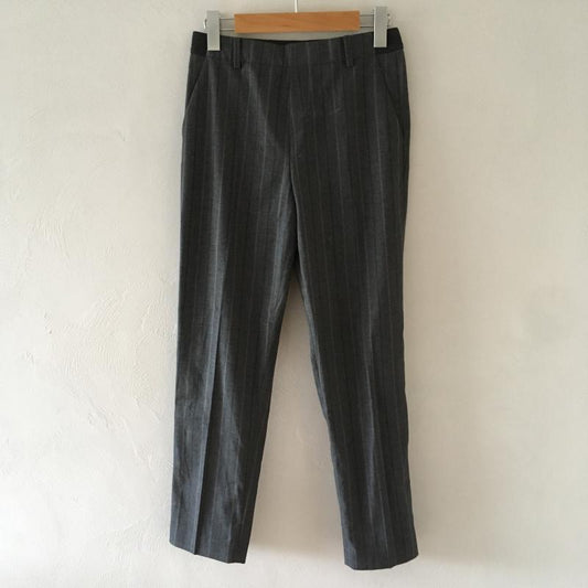 ユニクロ UNIQLO パンツ スラックス S ストライプ 灰 / グレー / X 赤 / レッド /  レディース USED 古着 中古 10010844