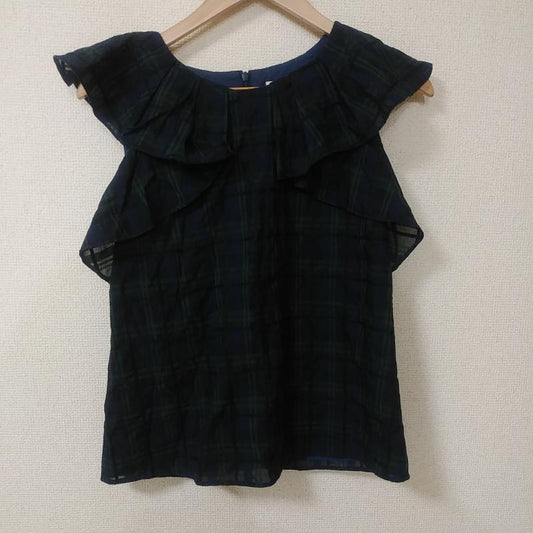 トランテアンソンドゥモード 31 Sons de mode カットソー 半袖 36 チェック 紺 / ネイビー / X 緑 / グリーン /  レディース USED 古着 中古 10011033