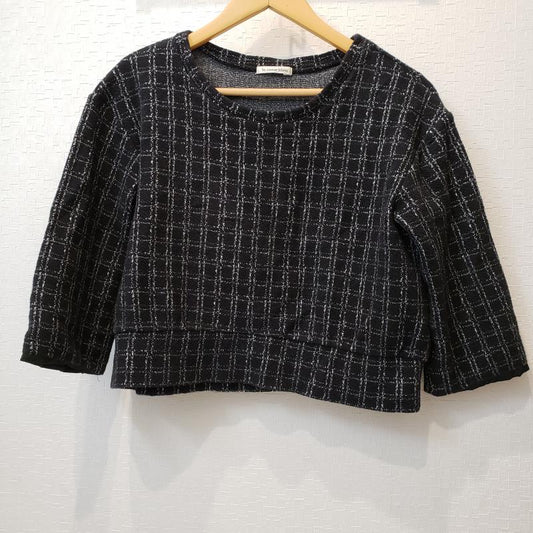 ルクールブラン le.coeur blanc カットソー 七分袖 チェック 黒 / ブラック / X 白 / ホワイト /  レディース USED 古着 中古 10011111