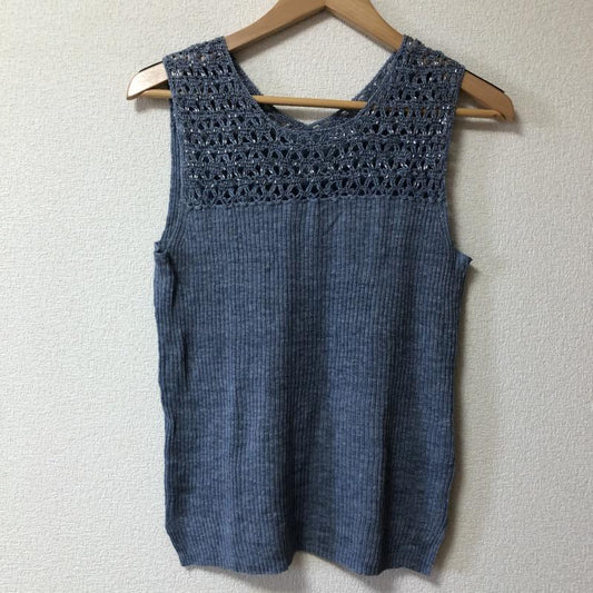 ケーティー K.T タンクトップ タンクトップ 9 無地 X 刺繍 X  青 / ブルー / X 銀 / シルバー /  レディース USED 古着 中古 10011226