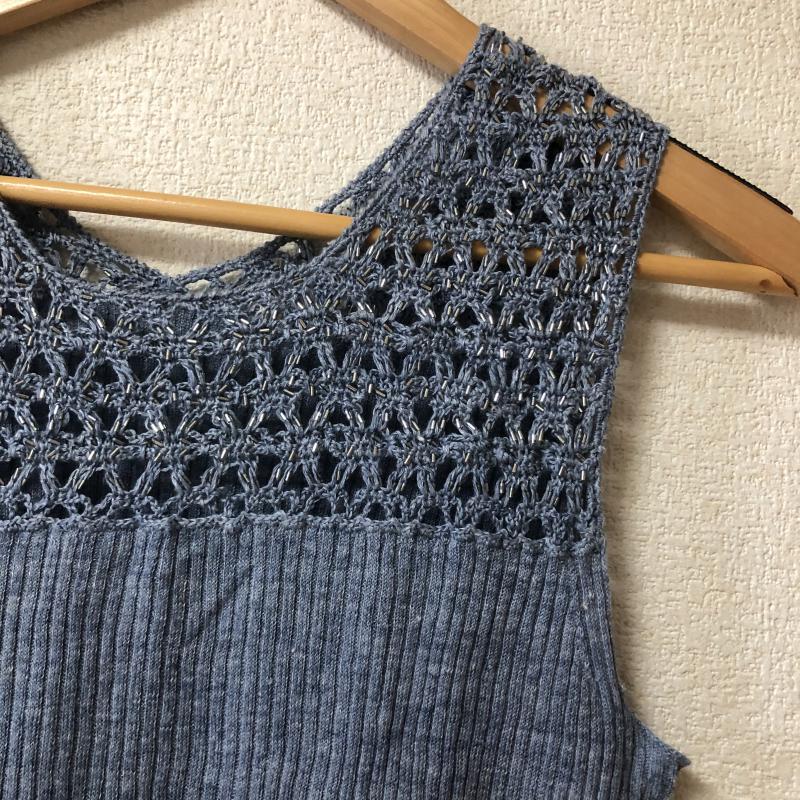 ケーティー K.T タンクトップ タンクトップ 9 無地 X 刺繍 X  青 / ブルー / X 銀 / シルバー /  レディース USED 古着 中古 10011226