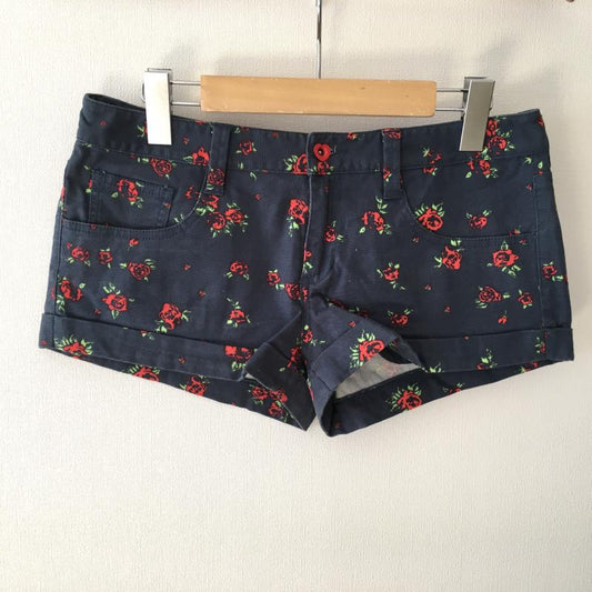ロデオクラウンズ Rodeo Crowns パンツ ショートパンツ M 花柄 紺 / ネイビー / X 赤 / レッド /  レディース USED 古着 中古 10011294