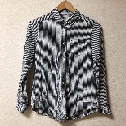 ローリーズファーム LOWRYS FARM シャツ、ブラウス 長袖 M ストライプ 白 / ホワイト / X 紺 / ネイビー /  レディース USED 古着 中古 10011365