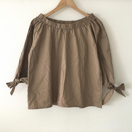 リシェグラマー Riche glamour カットソー 七分袖 M 無地 茶 / ブラウン /  レディース USED 古着 中古 10011986