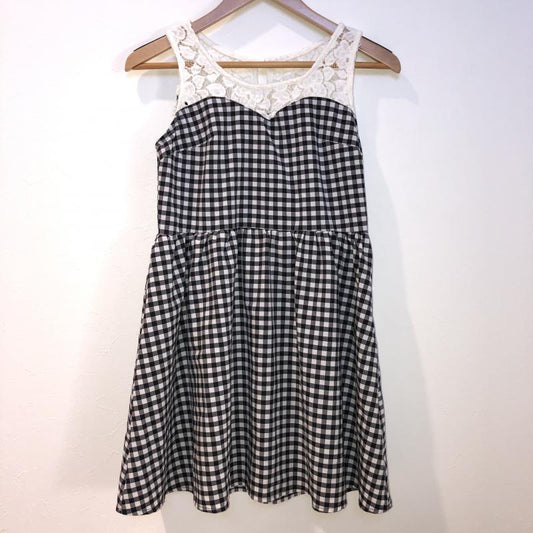 アラマンダ ALLAMANDA チュニック 半袖 38 チェック 白 / ホワイト / X 黒 / ブラック / X 灰 / グレー /  レディース USED 古着 中古 10012135