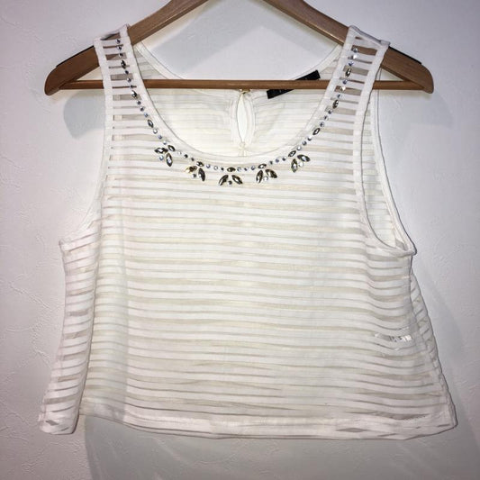 イング INGNI タンクトップ タンクトップ M ボーダー柄 白 / ホワイト /  レディース USED 古着 中古 10012154