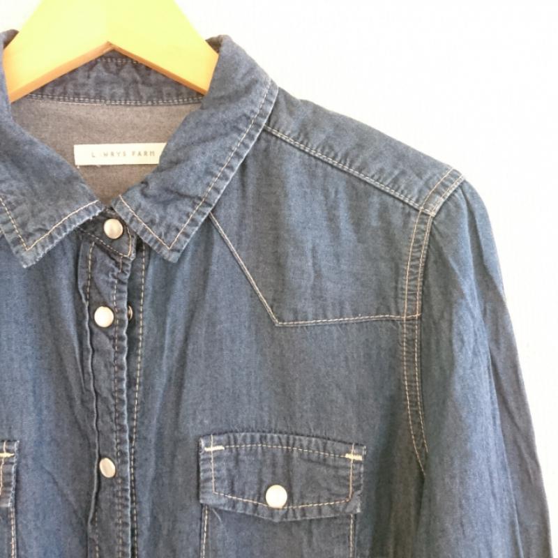 ローリーズファーム LOWRYS FARM ワンピース ひざ丈スカート L 無地 青 / ブルー /  レディース USED 古着 中古 10012194