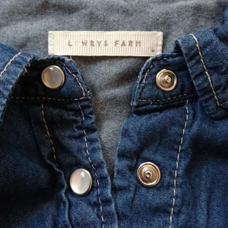 ローリーズファーム LOWRYS FARM ワンピース ひざ丈スカート L 無地 青 / ブルー /  レディース USED 古着 中古 10012194