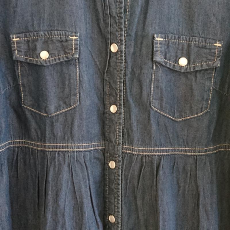 ローリーズファーム LOWRYS FARM ワンピース ひざ丈スカート L 無地 青 / ブルー /  レディース USED 古着 中古 10012194