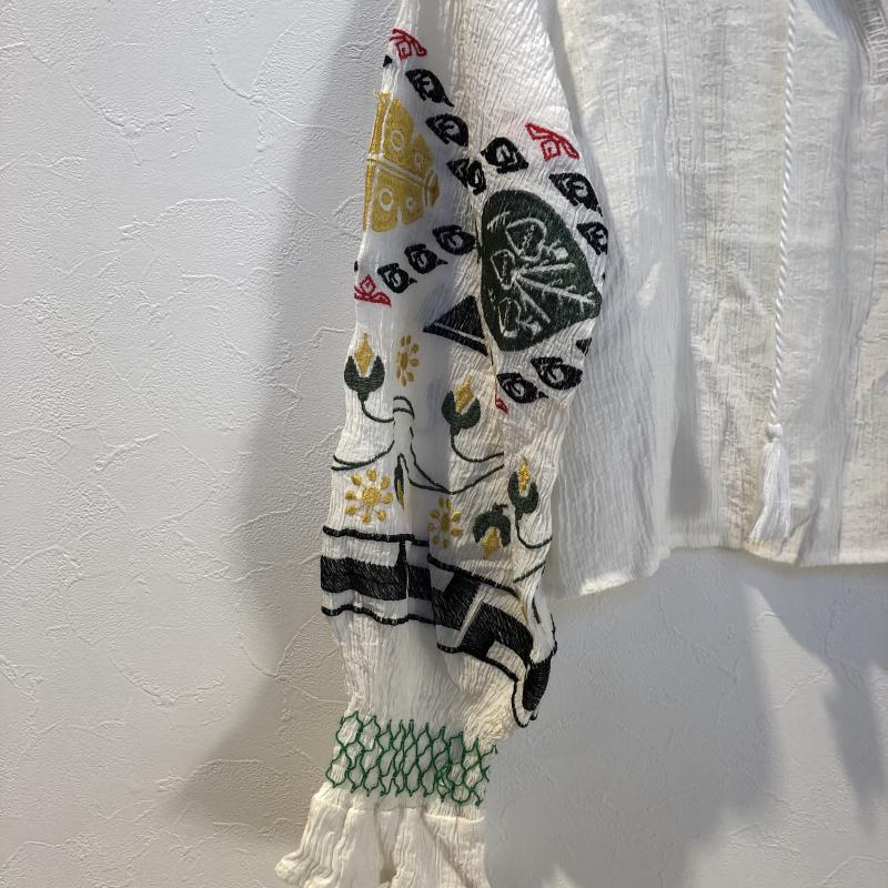 ムルーア MURUA シャツ、ブラウス 長袖 FREE 無地 X 刺繍 白 / ホワイト / X 黒 / ブラック / X 赤 / レッド / X 緑 / グリーン / X 黄 / イエロー /  レディース USED 古着 中古 10012387