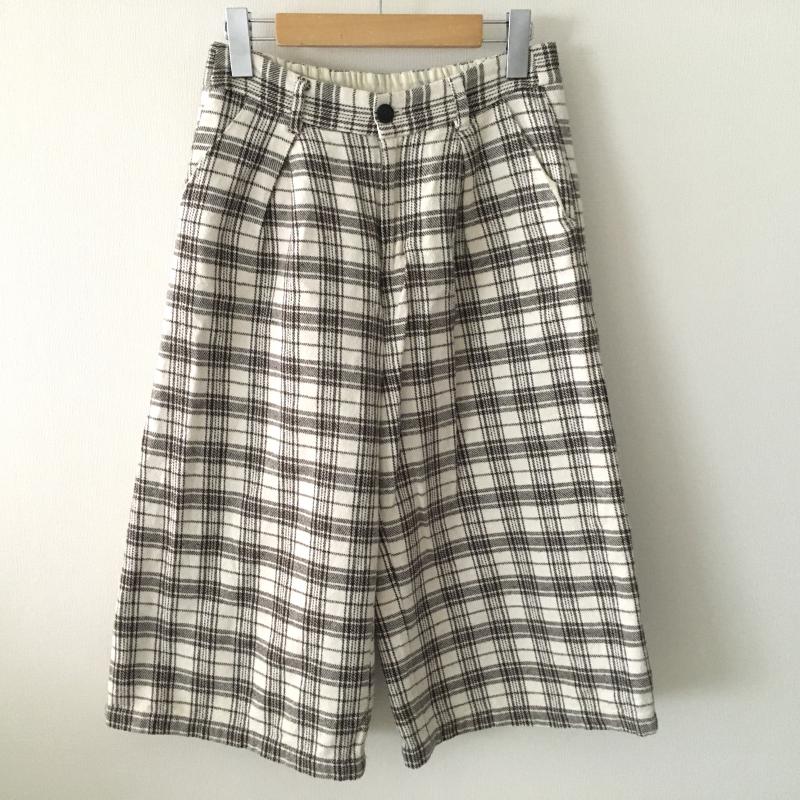 サマンサモスモス SM2 パンツ スラックス ガウチョパンツ M チェック 白 / ホワイト / X 茶 / ブラウン /  レディース USED 古着 中古 10012708