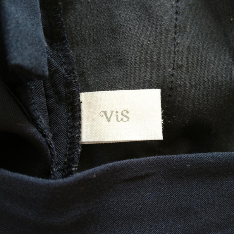 ビス ViS パンツ スラックス タック入りガウチョパンツ L 無地 紺 / ネイビー /  レディース USED 古着 中古 10012740