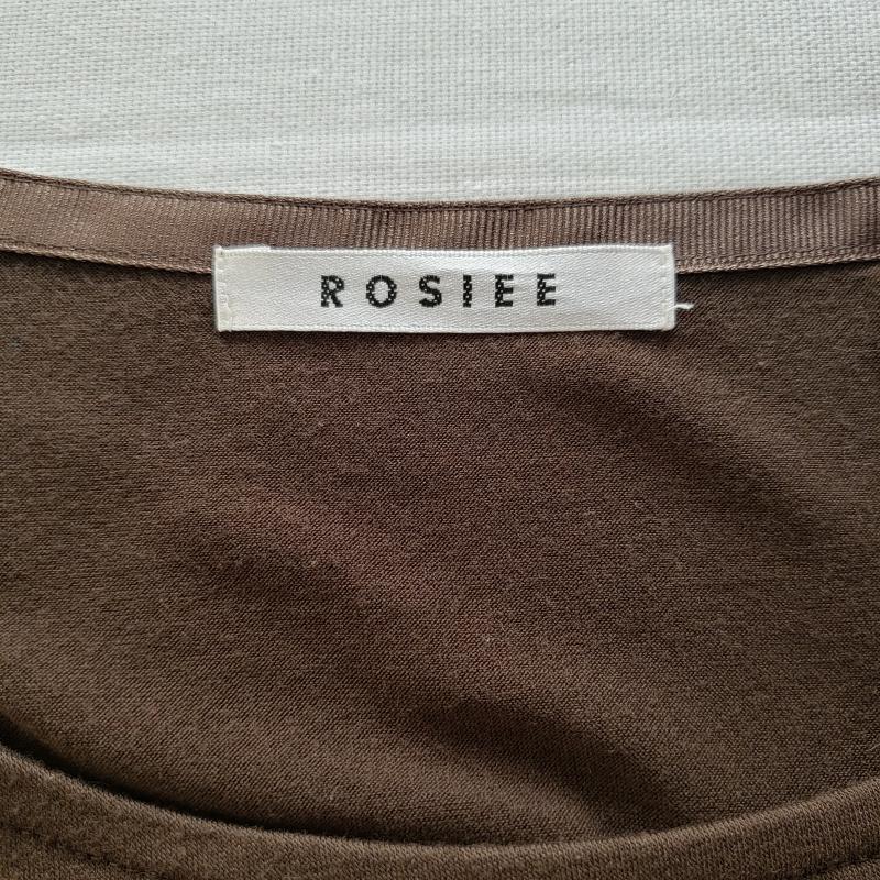 ロージー ROSIEE カットソー 半袖 胸下に切り返し丸首 40 無地 X  茶 / ブラウン /  レディース USED 古着 中古 10012777