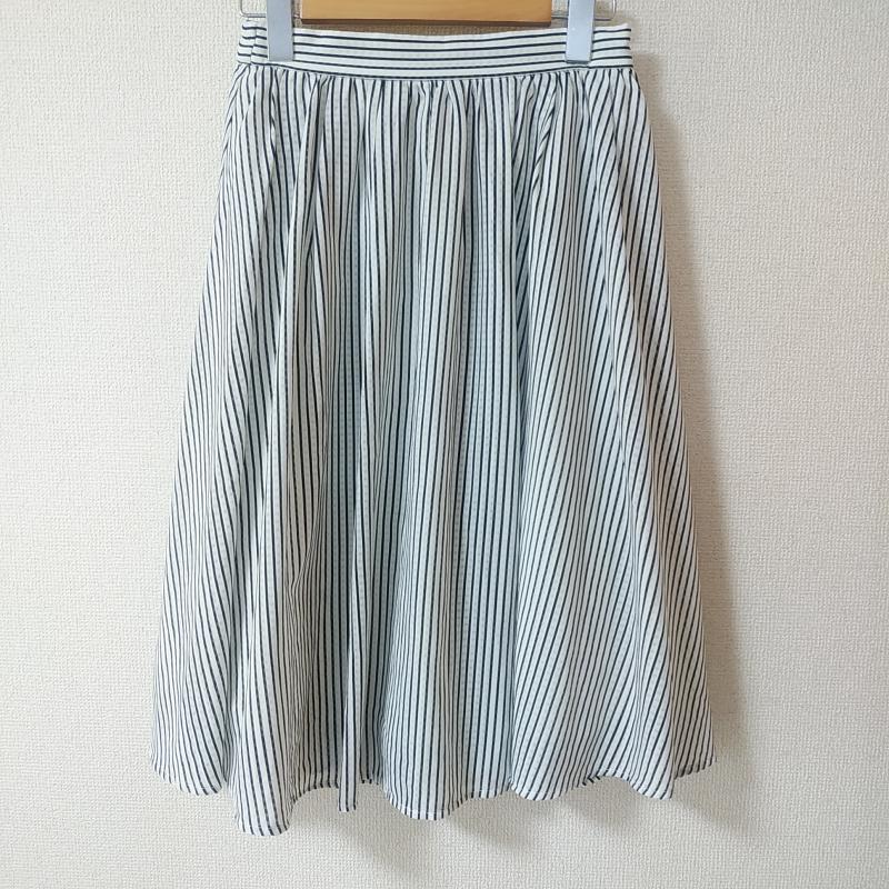 ロペピクニック ROPE' PICNIC スカート ひざ丈スカート 38 ストライプ 白 / ホワイト / X 黒 / ブラック /  レディース USED 古着 中古 10012823