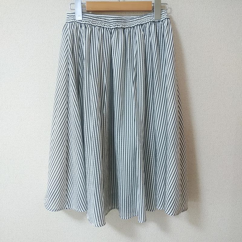 ロペピクニック ROPE' PICNIC スカート ひざ丈スカート 38 ストライプ 白 / ホワイト / X 黒 / ブラック /  レディース USED 古着 中古 10012823
