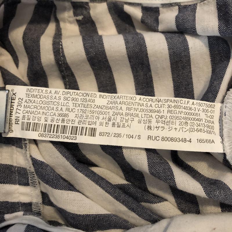 ザラベーシック ZARA BASIC パンツ スラックス ワイドパンツ S ストライプ 白 / ホワイト / X 紺 / ネイビー /  レディース USED 古着 中古 10012957