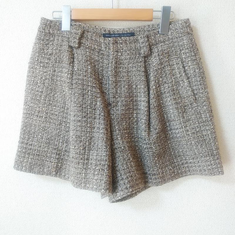 スピック＆スパン Spick & Span ボトムス ボトムス ツィードショートパンツ 38 チェック 茶 / ブラウン / X ベージュ / ベージュ /  レディース USED 古着 中古 10013904