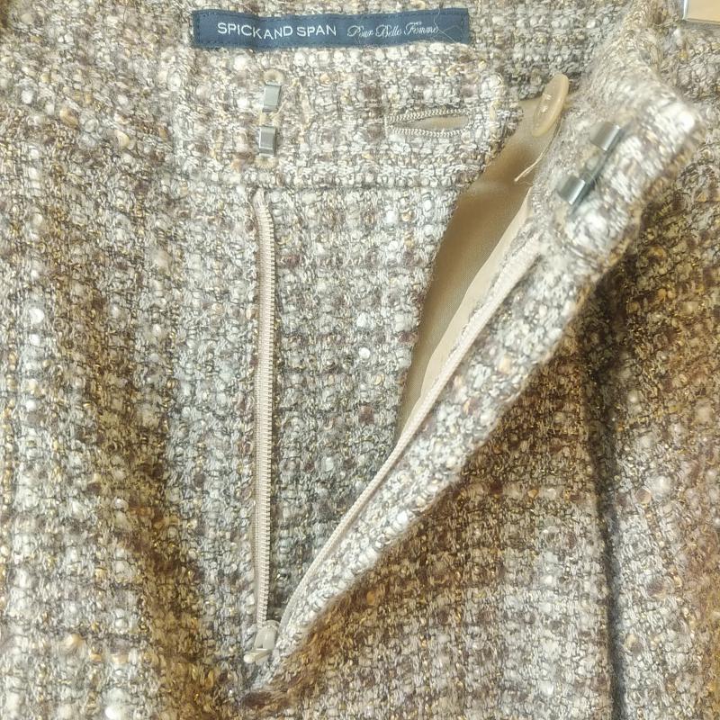 スピック＆スパン Spick & Span ボトムス ボトムス ツィードショートパンツ 38 チェック 茶 / ブラウン / X ベージュ / ベージュ /  レディース USED 古着 中古 10013904