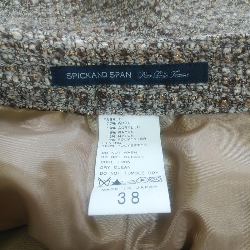 スピック＆スパン Spick & Span ボトムス ボトムス ツィードショートパンツ 38 チェック 茶 / ブラウン / X ベージュ / ベージュ /  レディース USED 古着 中古 10013904