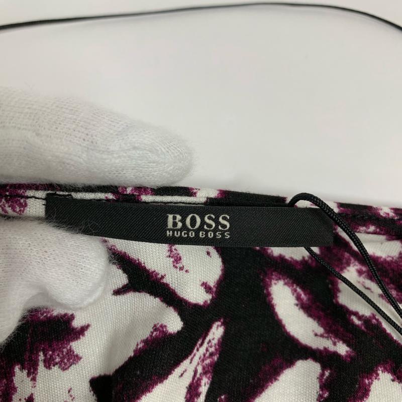 ヒューゴボス HUGO BOSS ワンピース ひざ丈スカート M  X 総柄 黒 / ブラック / X 白 / ホワイト / X 紫 / パープル /  レディース USED 古着 中古 10014039