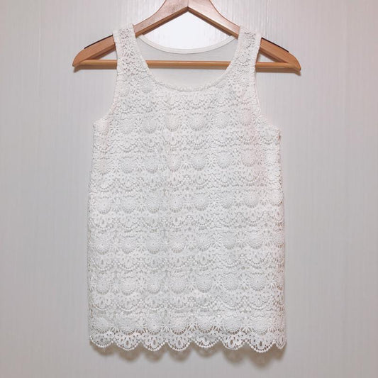 ジェットセット ソロプラス JETSET SOLO PLUS タンクトップ タンクトップ FREE 無地 X 刺繍 白 / ホワイト /  レディース USED 古着 中古 10014401
