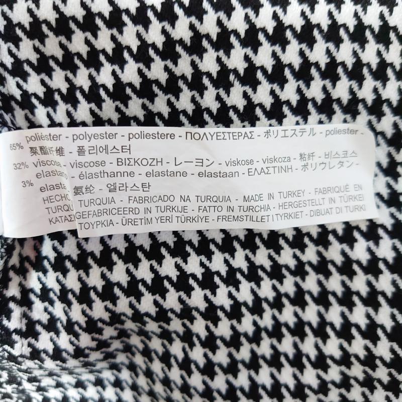 ザラベーシック ZARA BASIC カットソー 長袖 S 千鳥格子 白 / ホワイト / X 黒 / ブラック /  レディース USED 古着 中古 10014467