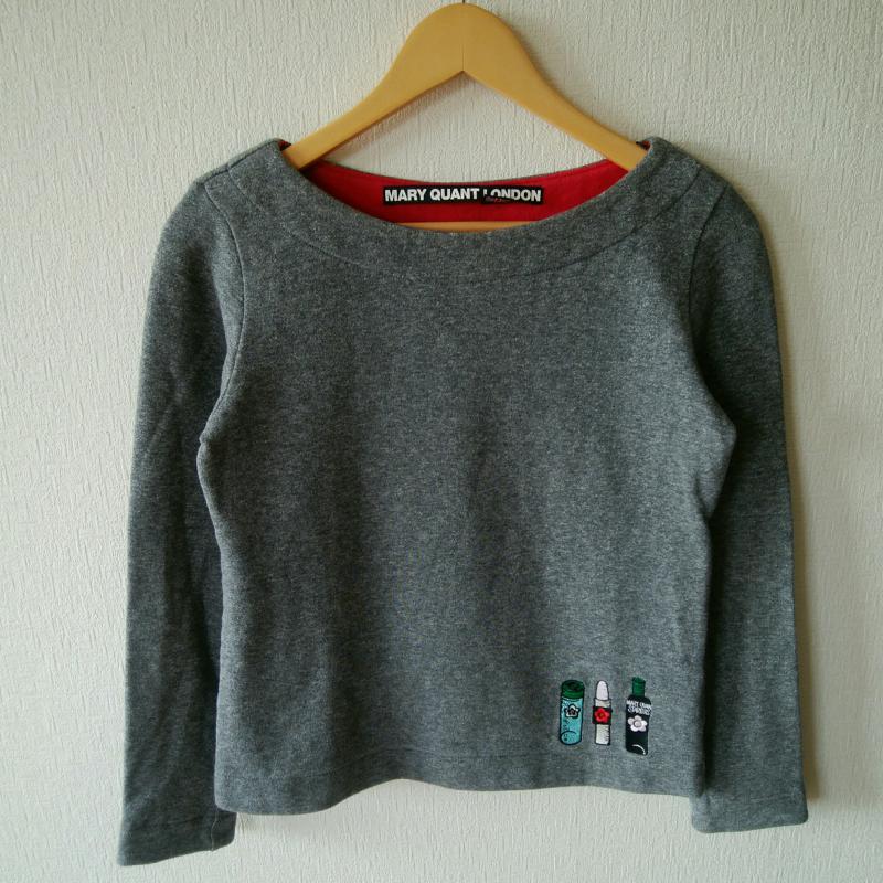 マリークヮントロンドン MARY QUANT LONDON カットソー 長袖 M 無地 X 刺繍 灰 / グレー /  レディース USED 古着 中古 10014753