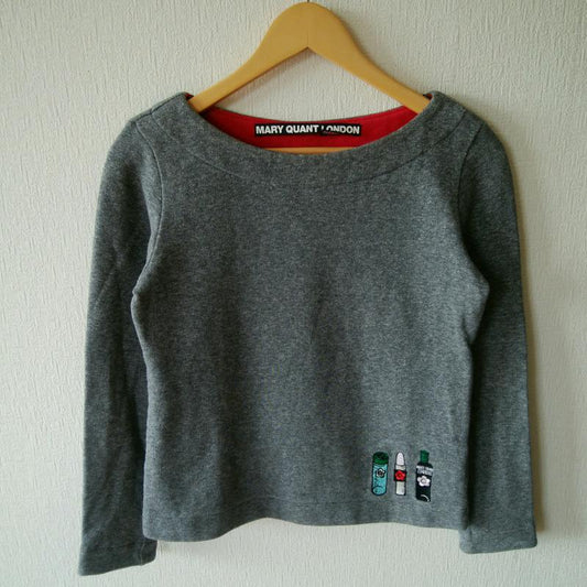 マリークヮントロンドン MARY QUANT LONDON カットソー 長袖 M 無地 X 刺繍 灰 / グレー /  レディース USED 古着 中古 10014753