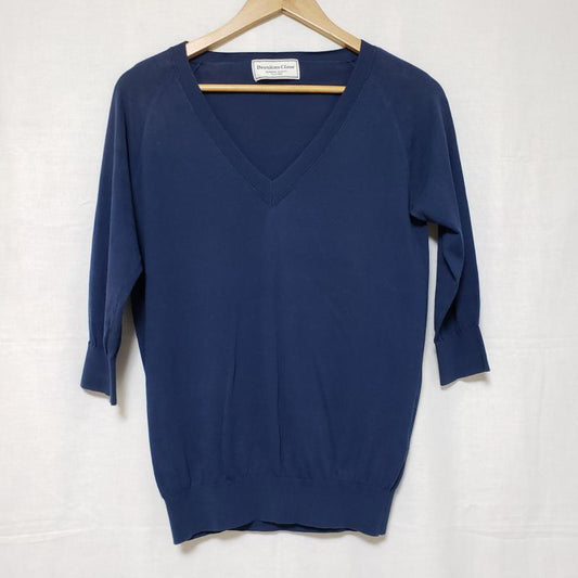 ドゥーズィエムクラス Deuxieme Classe カットソー 七分袖 Vネック 無地 青 / ブルー /  レディース USED 古着 中古 10015255