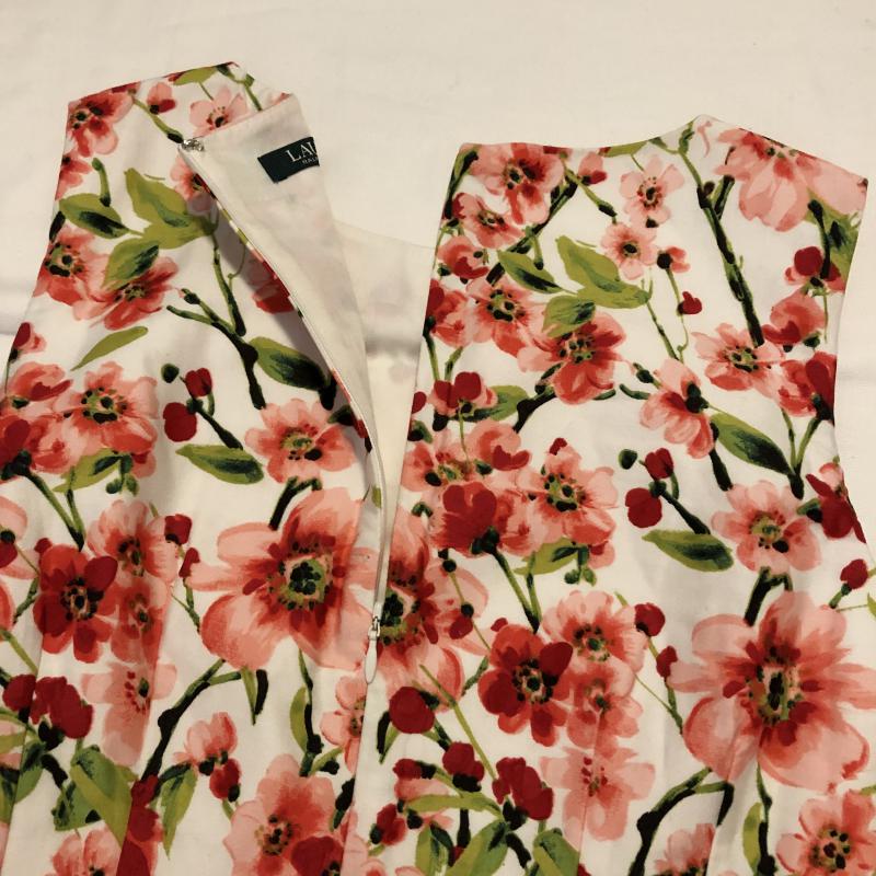 ラルフローレン RALPHLAUREN ワンピース ロングスカート バックジップ 総柄 X 花柄 白 / ホワイト / X 桃 / ピンク / X 赤 / レッド / X 緑 / グリーン /  レディース USED 古着 中古 10015343