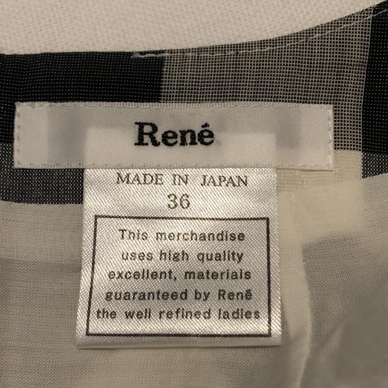 ルネ Rene スカート ひざ丈スカート タフタスカート 36 チェック 白 / ホワイト / X 黒 / ブラック /  レディース USED 古着 中古 10015358
