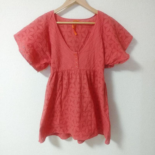 ビーシービージェネレーション BCBGeneration カットソー 半袖 M 花柄 X 刺繍 赤 / レッド /  レディース USED 古着 中古 10015431