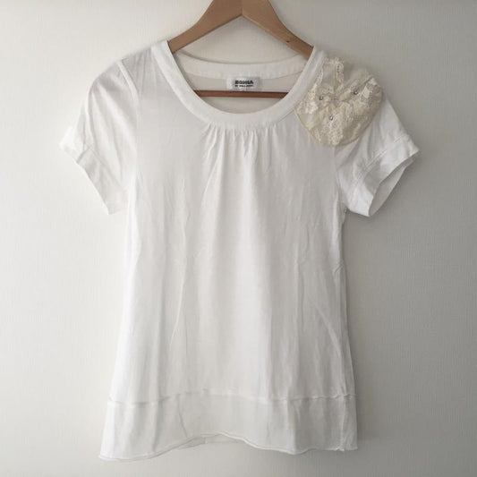 ソニアリキエル SONIA RYKIEL カットソー 半袖 無地 X 花柄 白 / ホワイト /  レディース USED 古着 中古 10015843
