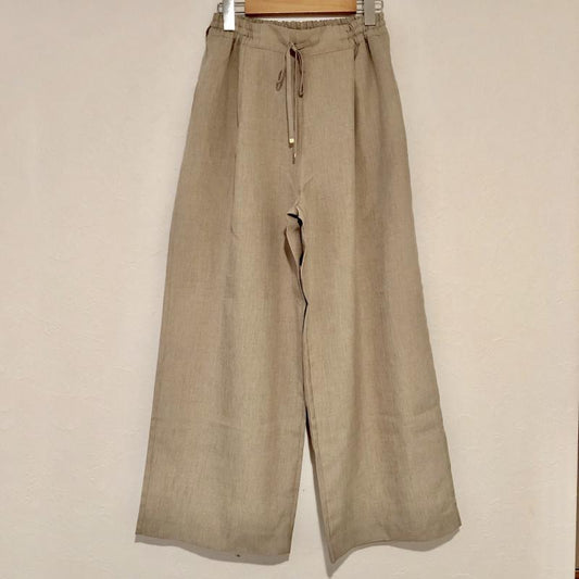 ニコアンド niko and... パンツ スラックス リネン風イージーワイドパンツ 3 無地 ベージュ / ベージュ /  レディース USED 古着 中古 10016127