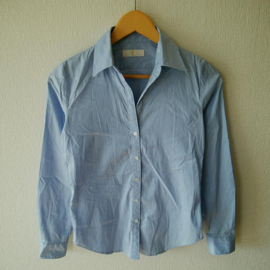 ルスーク LESOUK シャツ、ブラウス 長袖 36 無地 青 / ブルー /  レディース USED 古着 中古 10016213