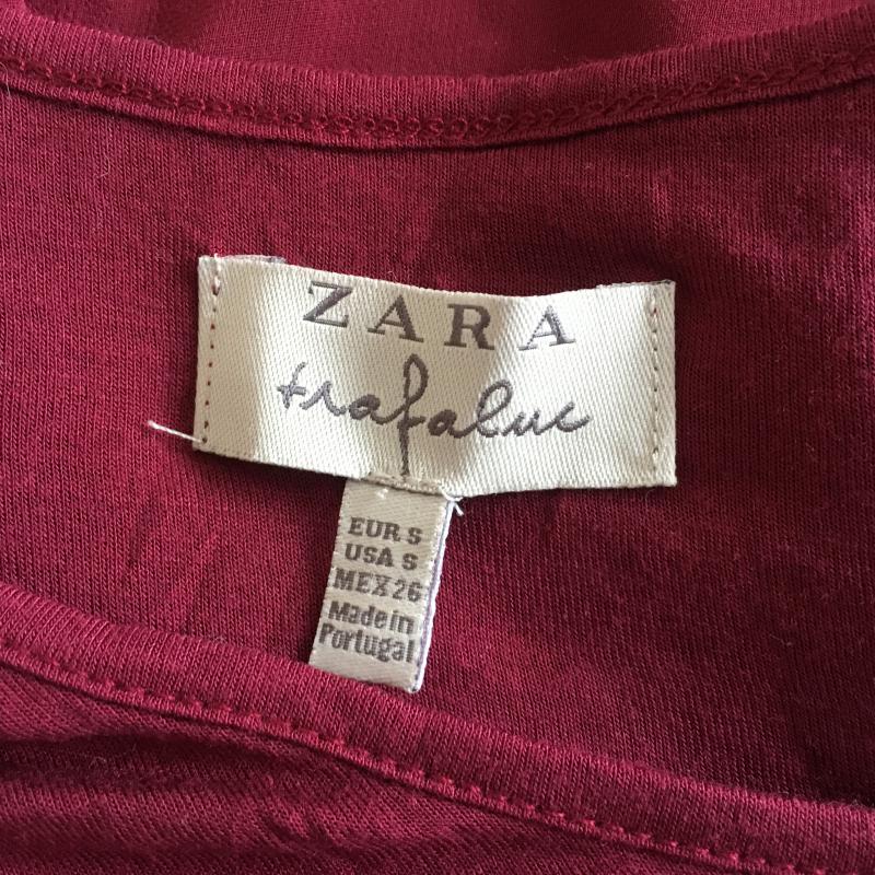 ザラ ZARA TRAFALUC カットソー 半袖 ノースリーブ S 無地 えんじ / ワインレッド / X 黒 / ブラック /  レディース USED 古着 中古 10016332