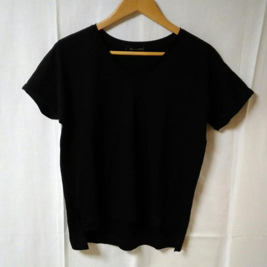 ロートレ・アモン LAUTREAMONT カットソー 半袖 38 無地 黒 / ブラック /  レディース USED 古着 中古 10016522