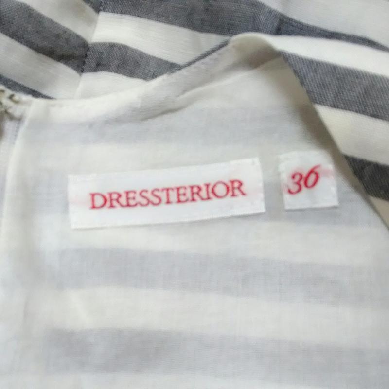 ドレステリア DRESSTERIOR ワンピース ひざ丈スカート 36 ボーダー柄 白 / ホワイト / X 灰 / グレー /  レディース USED 古着 中古 10016562