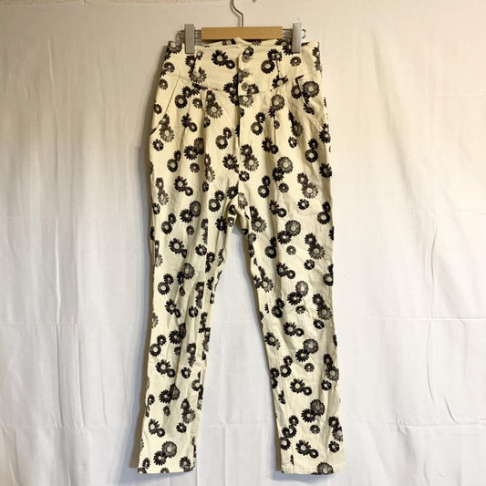 ダブルクローゼット w closet パンツ スラックス M 花柄 白 / ホワイト / X 黒 / ブラック /  レディース USED 古着 中古 10016760
