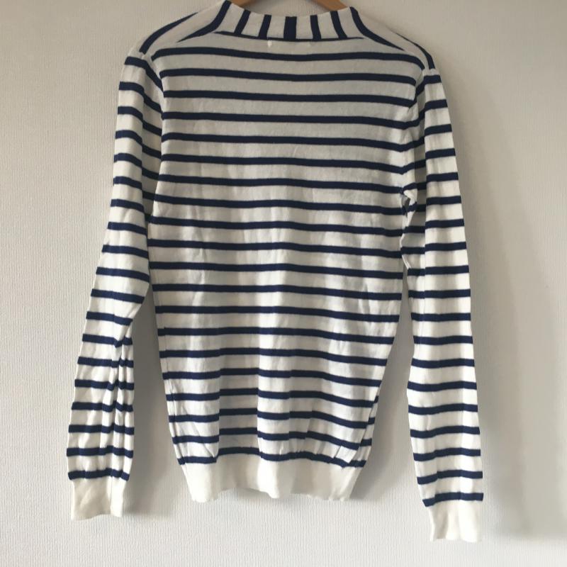 アズールバイマウジー AZUL BY MOUSSY カットソー 長袖 L ボーダー柄 X 総柄 白 / ホワイト / X 青 / ブルー /  レディース USED 古着 中古 10016861