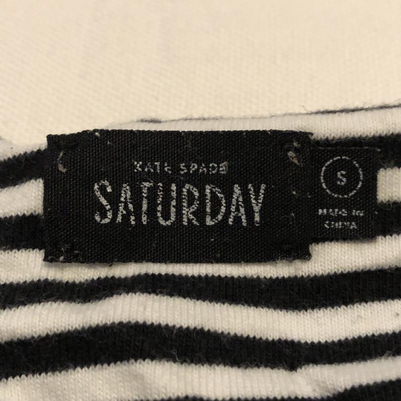 ケイト・スペード サタデー KATE SPADE SATURDAY カットソー 半袖 S ボーダー柄 白 / ホワイト / X 黒 / ブラック /  レディース USED 古着 中古 10016982