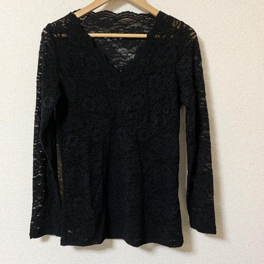 ビス ViS カットソー 長袖 FREE 花柄 黒 / ブラック /  レディース USED 古着 中古 10017370