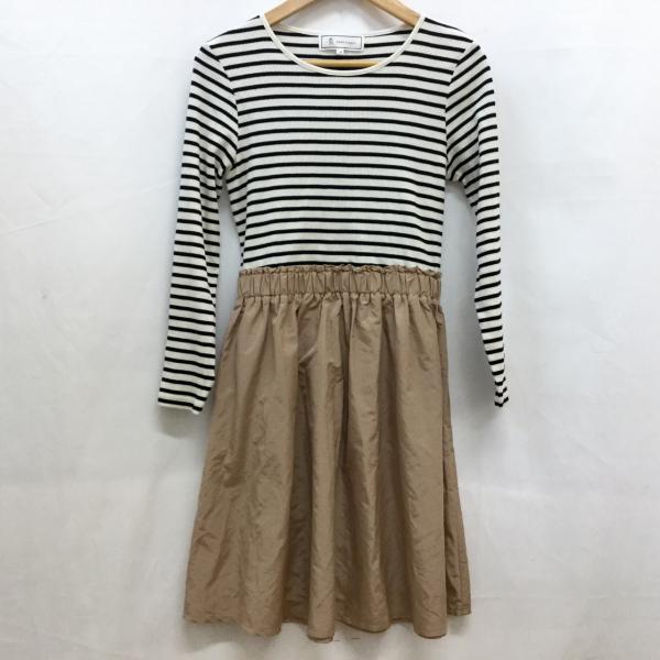 ロペピクニック ROPE' PICNIC ワンピース  ウェスト切り替え　長袖　ワンピース 38 ストライプ 白 / ホワイト / X 紺 / ネイビー / X ベージュ / ベージュ /  レディース USED 古着 中古 10018086
