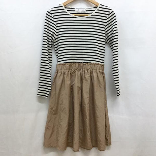 ロペピクニック ROPE' PICNIC ワンピース  ウェスト切り替え　長袖　ワンピース 38 ストライプ 白 / ホワイト / X 紺 / ネイビー / X ベージュ / ベージュ /  レディース USED 古着 中古 10018086