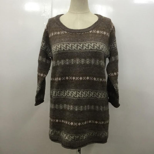 メゾンドプラージュ maison de plage ニット、セーター 七分袖 七分丈ニット FREE ボーダー柄 茶 / ブラウン /  レディース USED 古着 中古 10021473