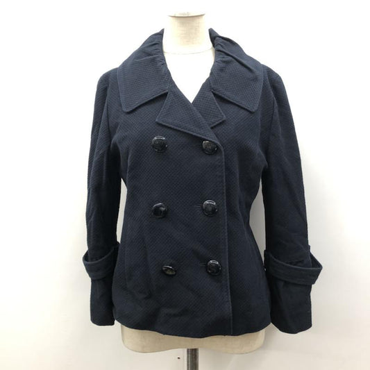 ロペ ROPE' コート  ショート丈ダブルコート 7 無地 紺 / ネイビー /  レディース USED 古着 中古 10021663